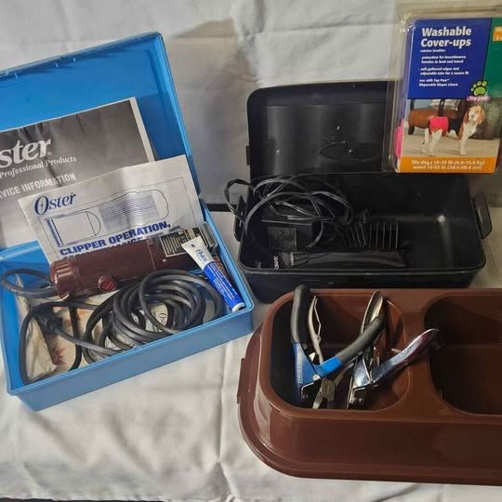 Dog Grooming Bundle: Clippers, Nail Clippers & New Diapers